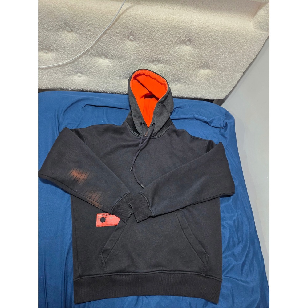 G-Star RAW Mens Pullover Hoodie Black Orange Lining Graphic Patch Size M